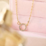 Women's Stone Pendant with Chain Micro Plating